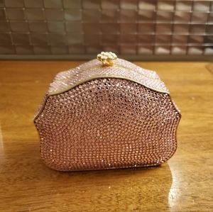 Vintage Judith Leiber pink crystal minaudiere